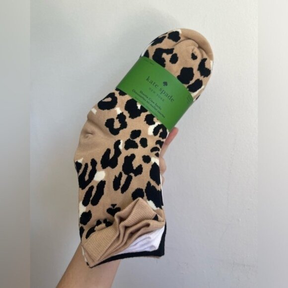 NWTKateSpadeWomenNeutralMixedAnimalStripePrintCrewSocksUS - Picture 2 of 4